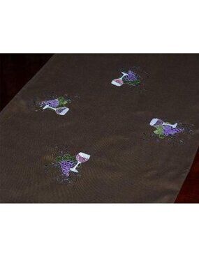 Table Runner Navy Center Wine Designs Cotton  78" x 18"